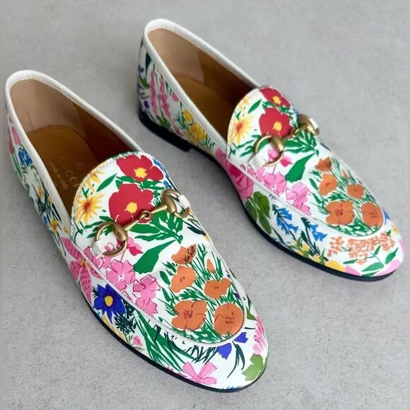 Gucci Ken Scott Jordaan Horsebit Leather Floral Print Loafer Flats EU 36.5 US6.5 - Picture 10 of 10